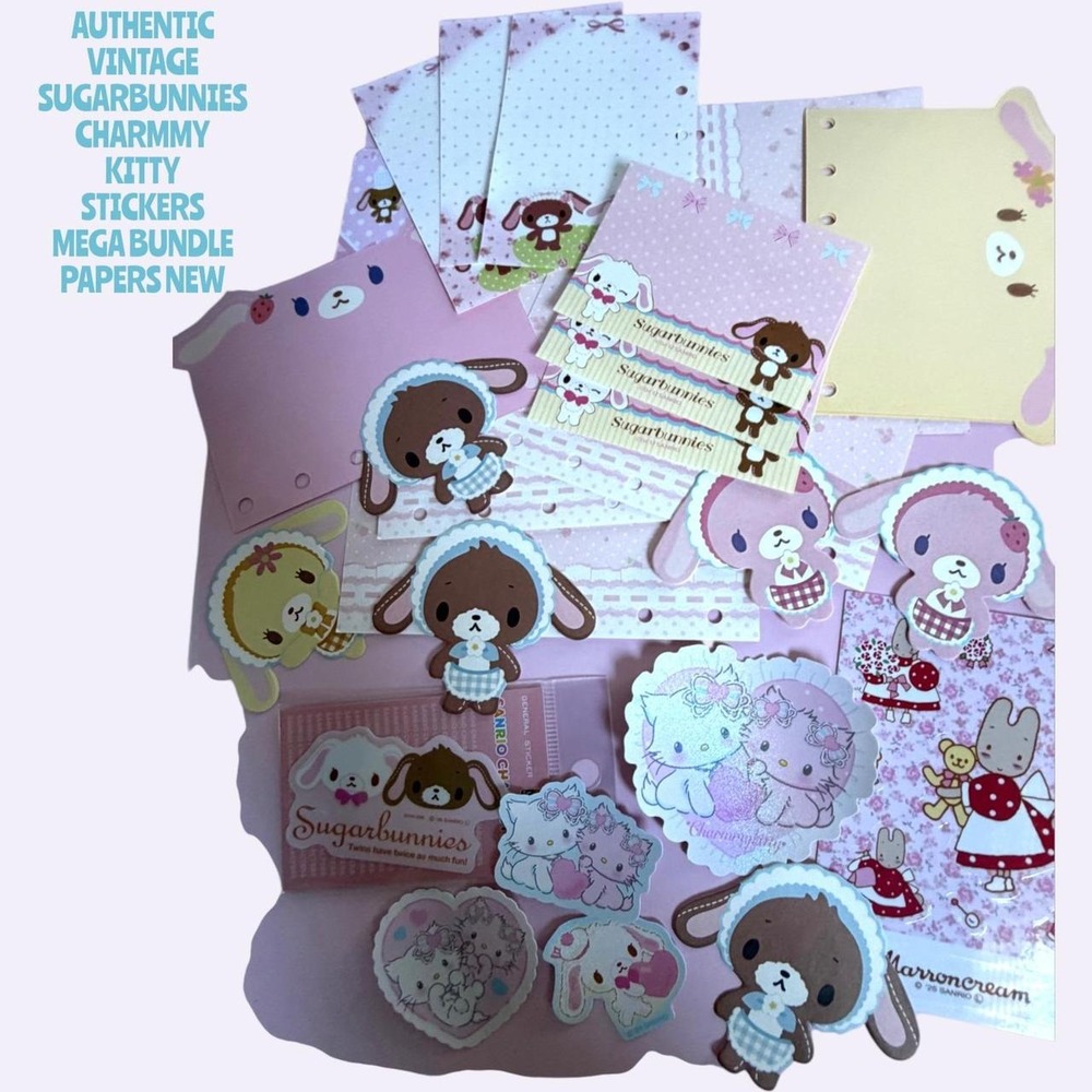 Mega Sanrio Sugarbunnies & Friends Stationery Bundle stickers Papers New